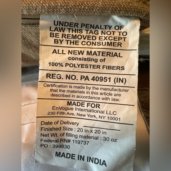 NWT Pumpkin Decorative Down Alternative Pillow. Metallic Printed 100% Cotton - Picture 6 of 12